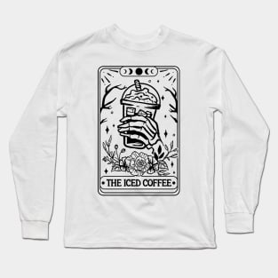 The Iced Coffee Tarot CardShirt, Skeleton Tarot Card Shirt, Tarot flower skull shirt, Flower Skull Shirt, Tarot Card Lover Shirt, Skeleton Long Sleeve T-Shirt